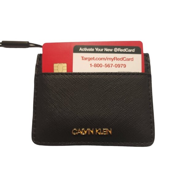Calvin‎ Klein Womens Credit Card Coin Wallet Faux Leather Black - Picture 1 of 7